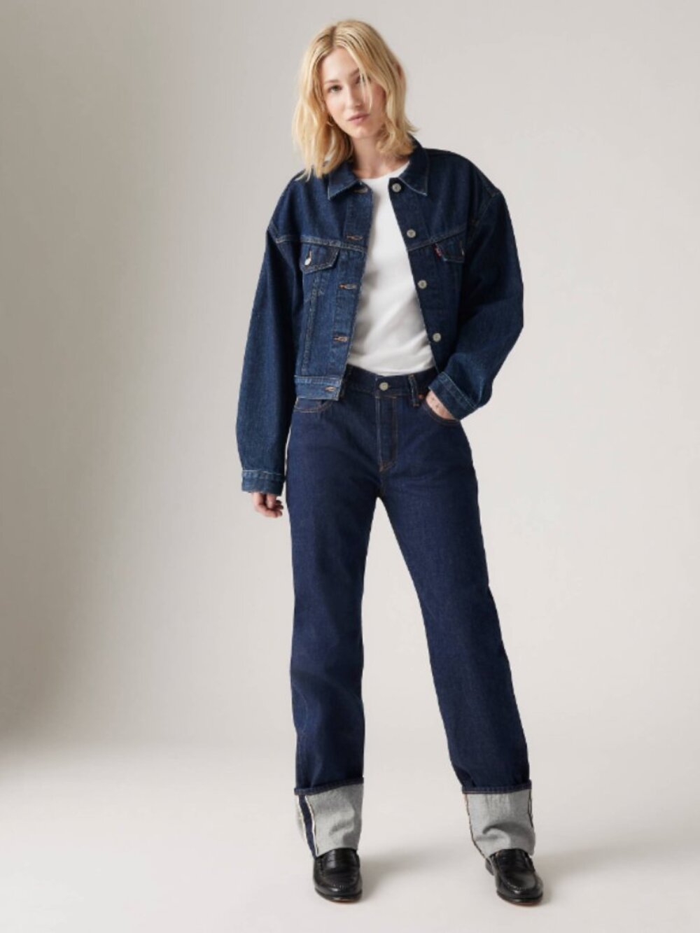 Levi's 501 Selvedge Denim Straight Leg Jeans Dark Blue